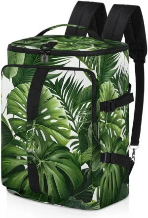 Tropical Green Plant Leaf Travel Backpack Carry On Flight Approved for Women Men, 18.9 Inch Large Botanical Jungle Design Airline Approved Luggage Weekender Backpacks