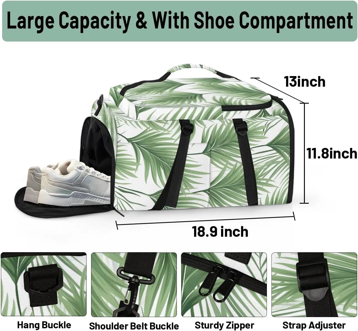 Tropical Leaves Jungle Palm Leaf Travel Backpack Carry On Flight Approved for Men Women, Lightweight Large Luggage Weekender Casual Daypack Backpacks for Traveling Airplane