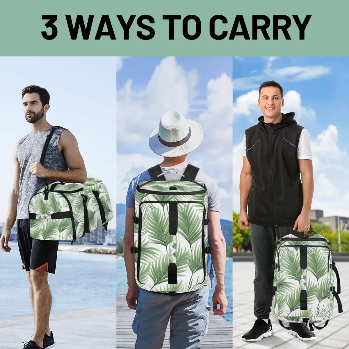 Tropical Leaves Jungle Palm Leaf Travel Backpack Carry On Flight Approved for Men Women, Lightweight Large Luggage Weekender Casual Daypack Backpacks for Traveling Airplane