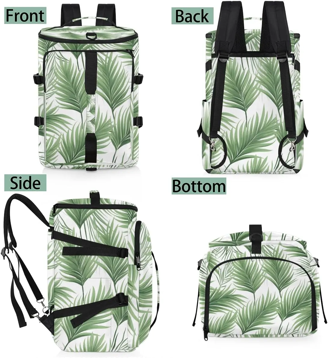 Tropical Leaves Jungle Palm Leaf Travel Backpack Carry On Flight Approved for Men Women, Lightweight Large Luggage Weekender Casual Daypack Backpacks for Traveling Airplane