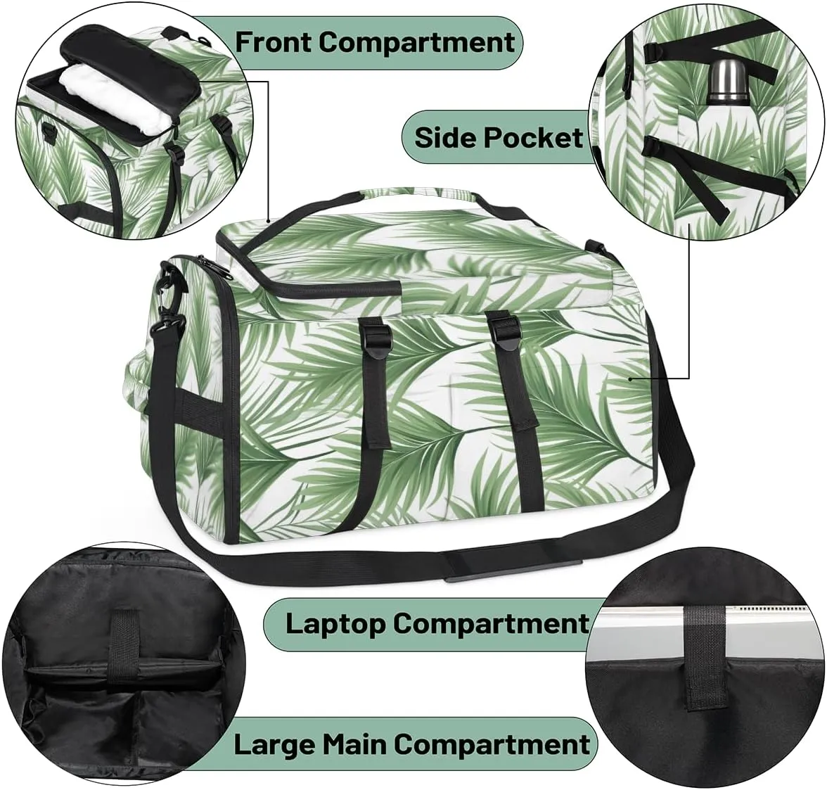 Tropical Leaves Jungle Palm Leaf Travel Backpack Carry On Flight Approved for Men Women, Lightweight Large Luggage Weekender Casual Daypack Backpacks for Traveling Airplane