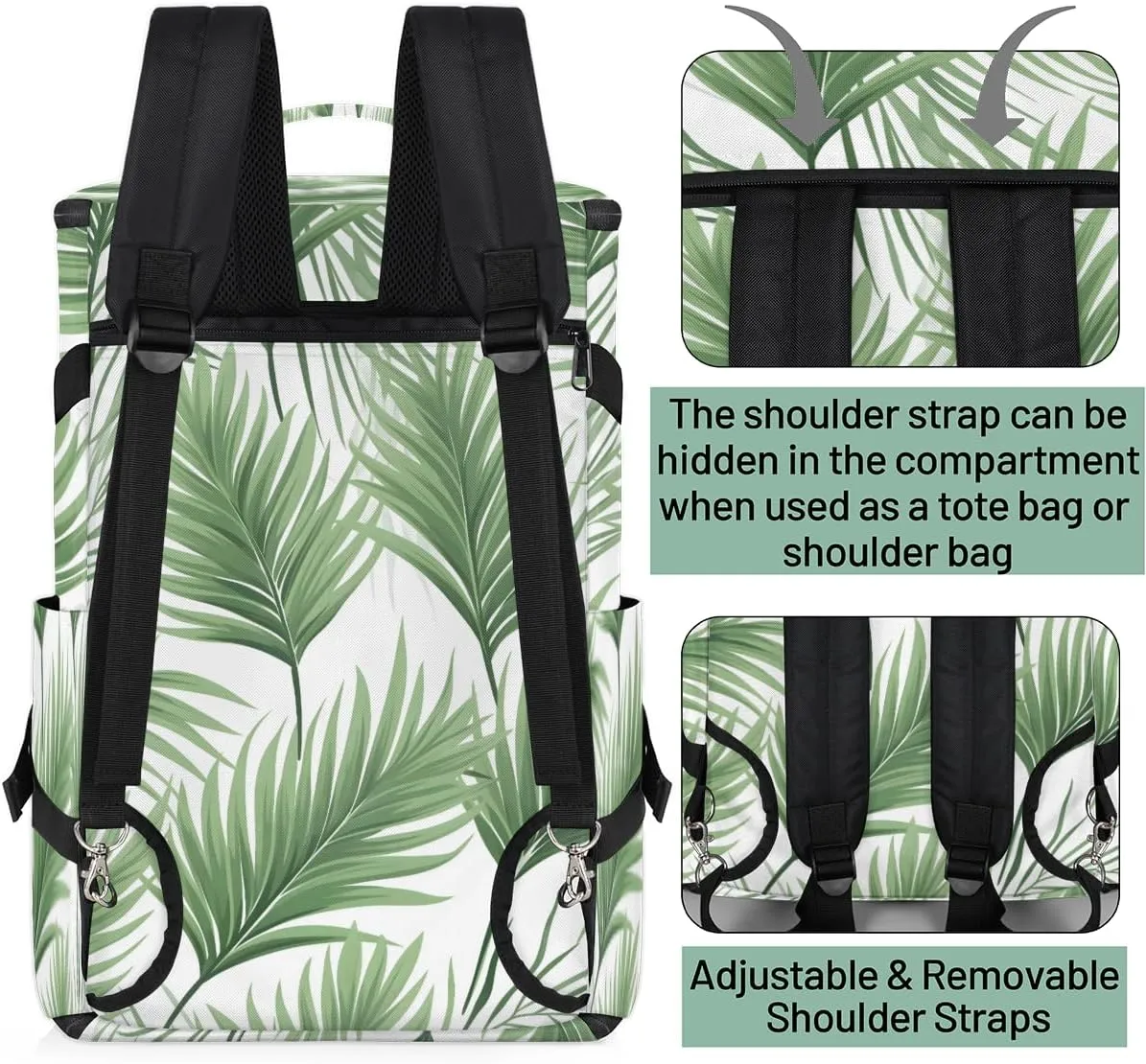 Tropical Leaves Jungle Palm Leaf Travel Backpack Carry On Flight Approved for Men Women, Lightweight Large Luggage Weekender Casual Daypack Backpacks for Traveling Airplane