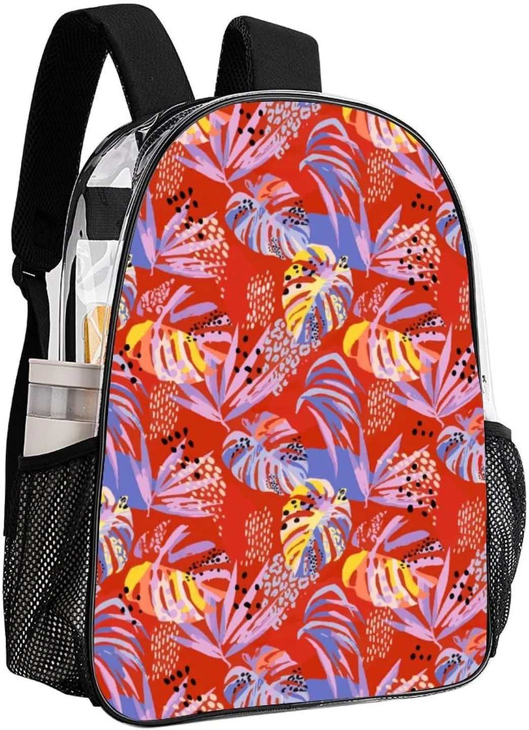 Tropical Palm Leaves Clear Backpacks PVC Transparent Laptop Backpack Multipurpose Double Shoulder Bag for Men Women Gifts
