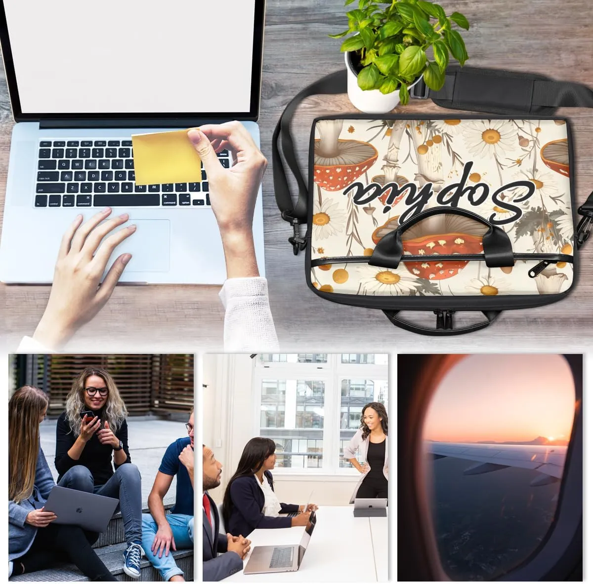TropicalLife Personalized Laptop Bag 15 Inch Custom Sleeve Case with Handle Shoulder Strap Computer Messenger Bag