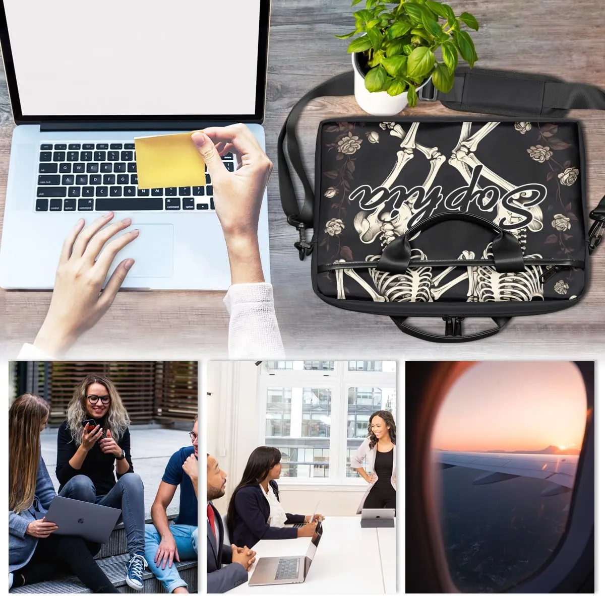 TropicalLife Personalized Laptop Bag 15 Inch Custom Sleeve Case with Handle Shoulder Strap Computer Messenger Bag