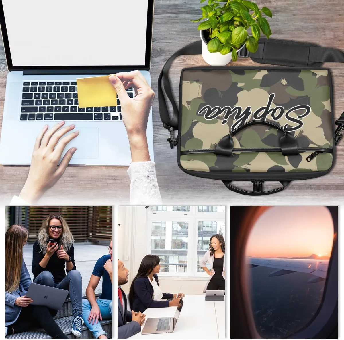 TropicalLife Personalized Laptop Bag 15 Inch Custom Sleeve Case with Handle Shoulder Strap Computer Messenger Bag