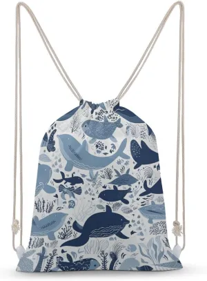 Turtle Octopus Pattern Theme Drawstring Backpack for Women Men Drawstring Bag for Travel Swimming Sports Gym Bag