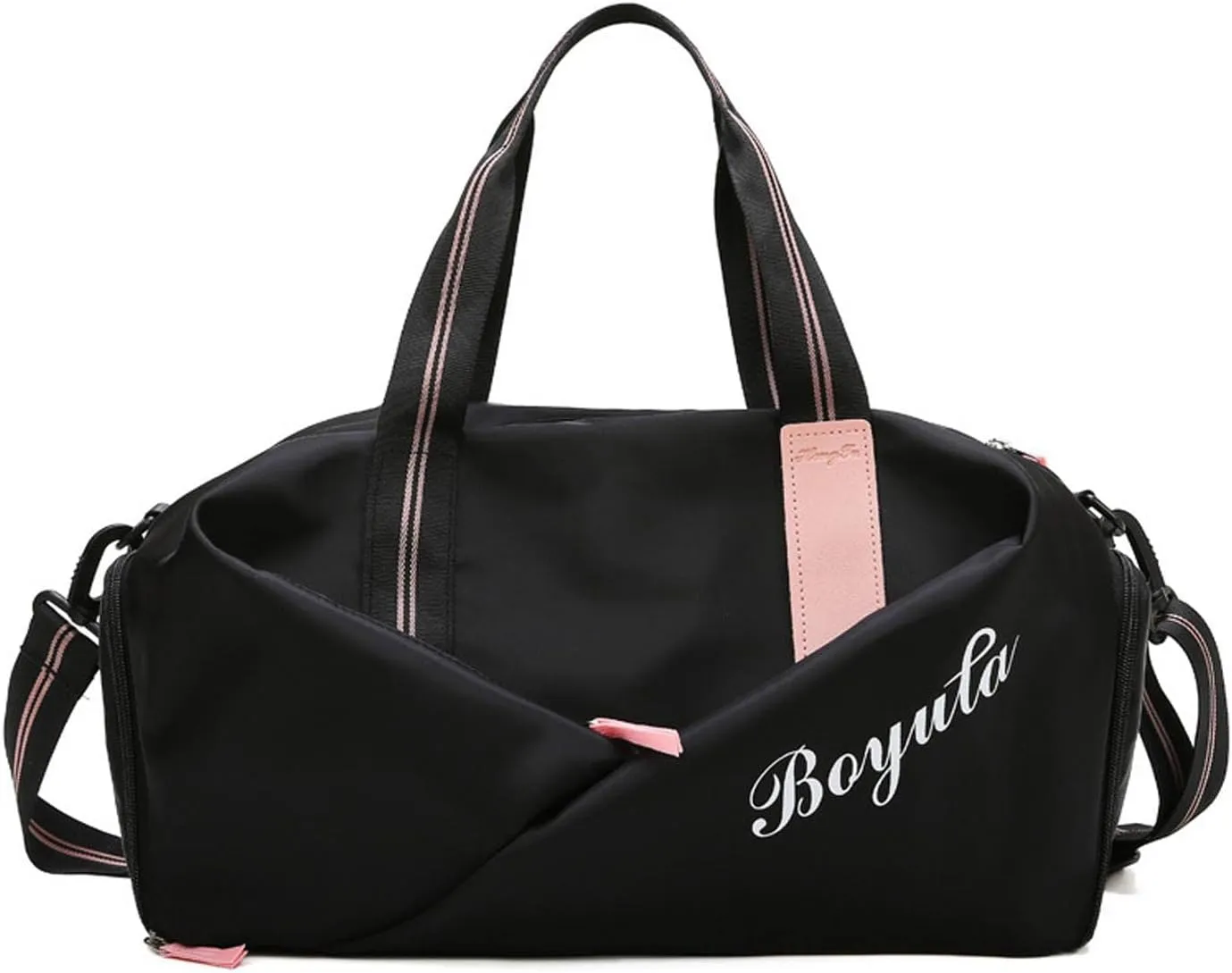 Ultra-light Travel Handbag Sports Gym Bag Weekender Overnight Bags Women Men Duffle bag Workout Gym Swim Hospital Shoulder Bag with Wet & Dry Separation Pocket & Shoe Compartment Black