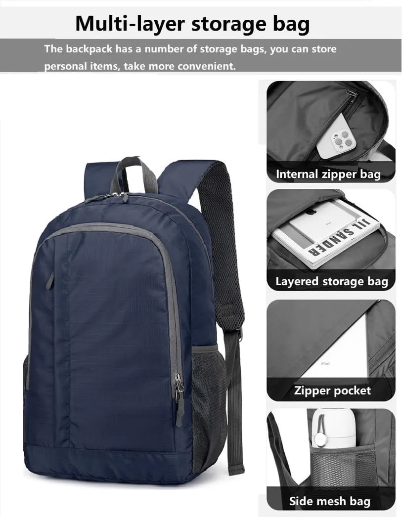 Ultra Lightweight-Packable-Hiking-Backpack Foldable Travel Camping Daypack Casual Outdoor Water-resistant 25L Backpacks (Dark Blue)