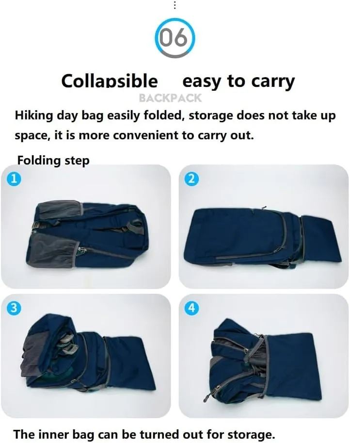 Ultra Lightweight-Packable-Hiking-Backpack Foldable Travel Camping Daypack Casual Outdoor Water-resistant 25L Backpacks (Dark Blue)