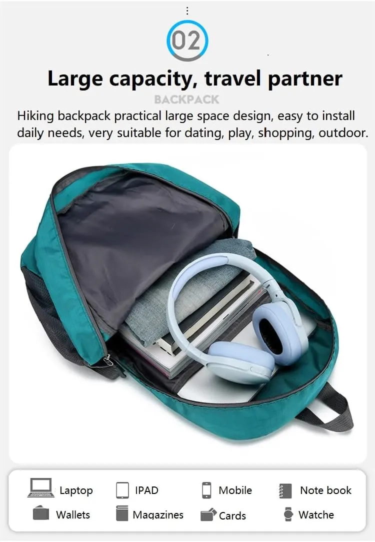 Ultra Lightweight-Packable-Hiking-Backpack Foldable Travel Camping Daypack Casual Outdoor Water-resistant 25L Backpacks (Lake Blue)