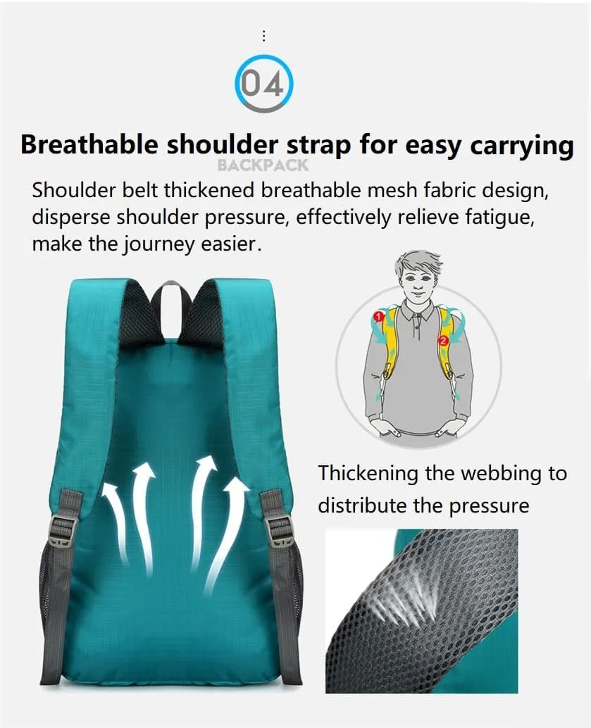 Ultra Lightweight-Packable-Hiking-Backpack Foldable Travel Camping Daypack Casual Outdoor Water-resistant 25L Backpacks (Lake Blue)