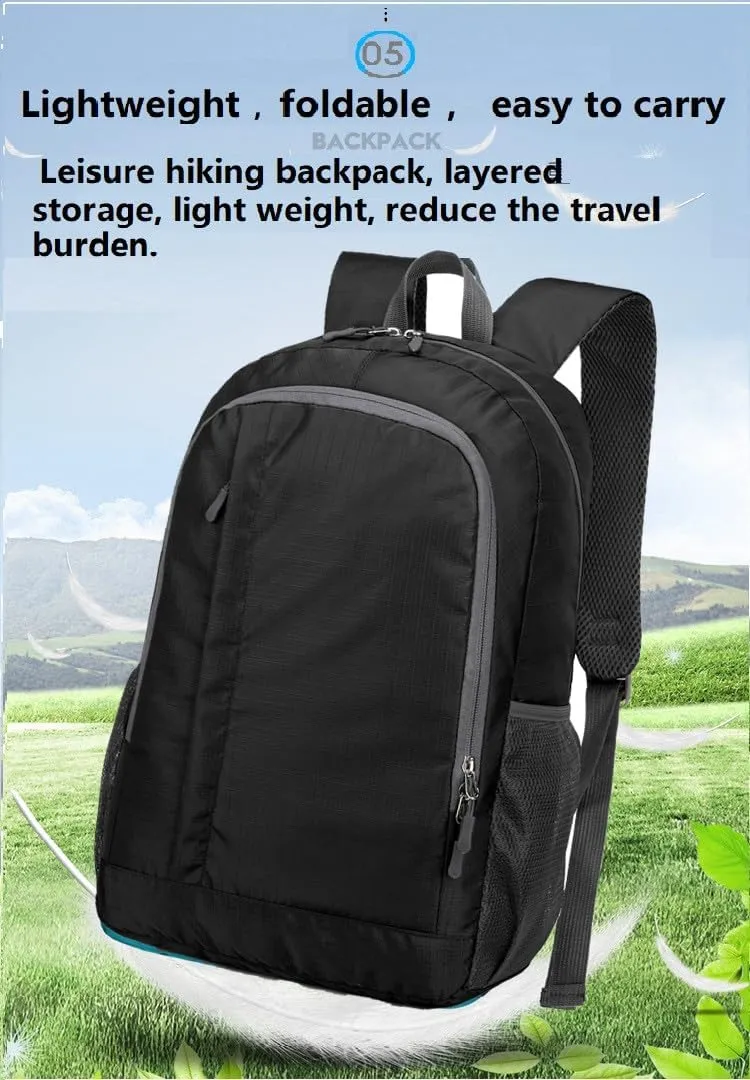 Ultra Lightweight-Packable-Hiking-Backpack Small Foldable Travel Camping Daypack Casual Outdoor Water-resistant 25L Backpacks (Black)