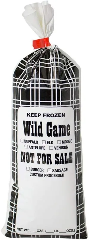 UltraSource Wild Game Freezer Bags/Meat Chub Bag, Printed "Not for Sale" for Ground Meat or Sausage (1lb capacity - 200 bags, Black Plaid) with 1 Roll Red Bag Sealer Tape