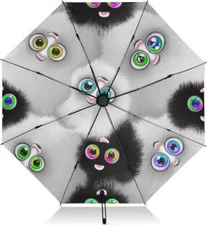 Umbrellas for Rain, Compact Umbrella for Purse Windproof, Ideal for Car, Purse, Men and Women, Cute Fun Vivid Black White