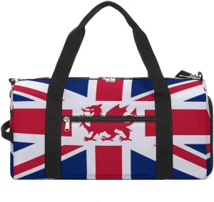 Union Flag (including Wales) Unisex Gym Bag Waterproof Sports Duffels Travel Gear With Laundry Shoe Compartment