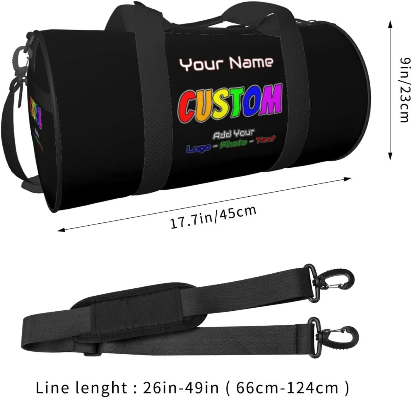 Unisex Duffle Bags Add Your Name Photo Personalized Tote Bags For Travel Sport Gym Yoga Golf Customized Gifts Black Bag