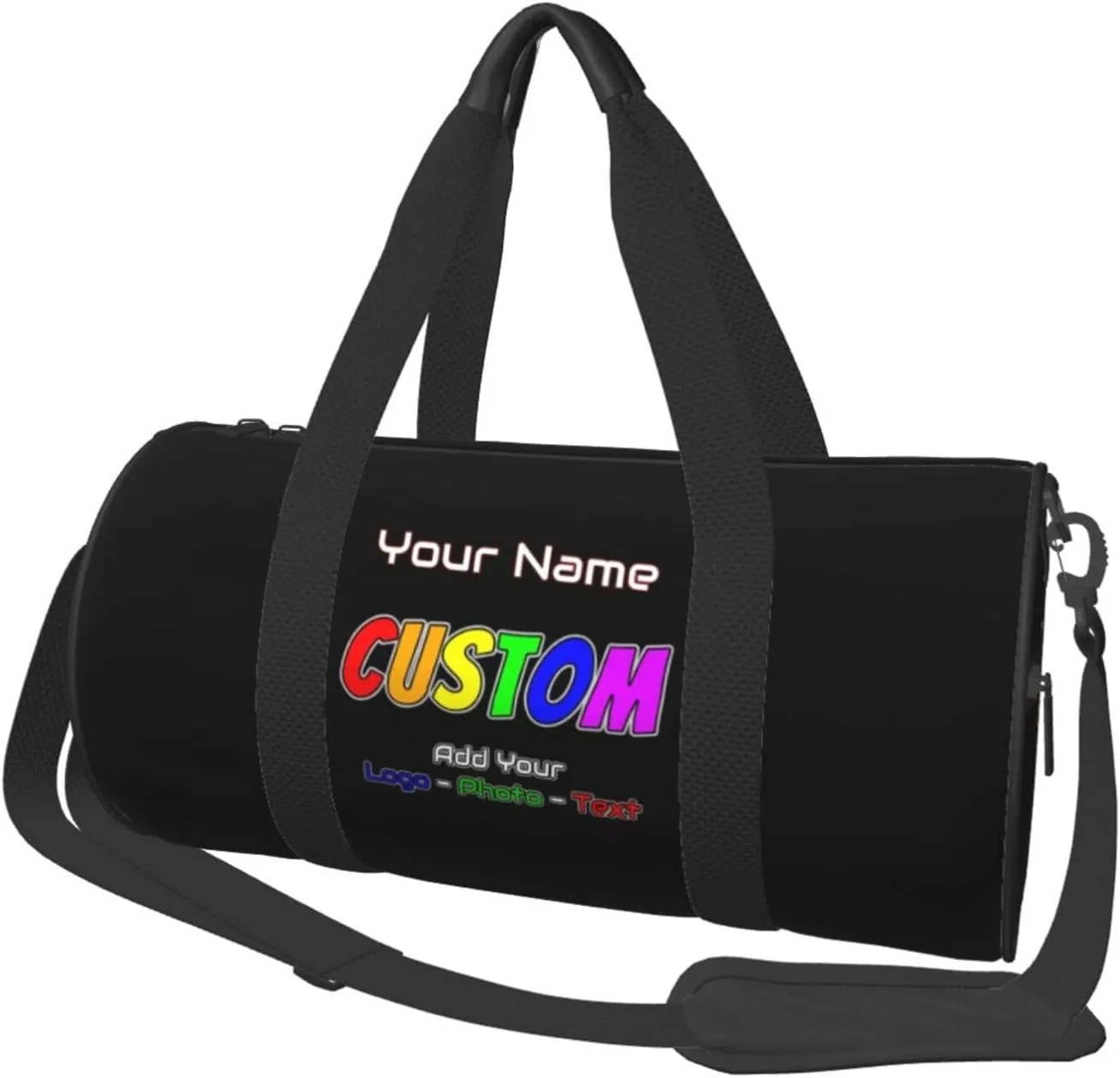 Unisex Duffle Bags Add Your Name Photo Personalized Tote Bags For Travel Sport Gym Yoga Golf Customized Gifts Black Bag