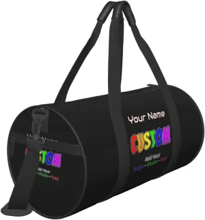 Unisex Duffle Bags Add Your Name Photo Personalized Tote Bags For Travel Sport Gym Yoga Golf Customized Gifts Black Bag