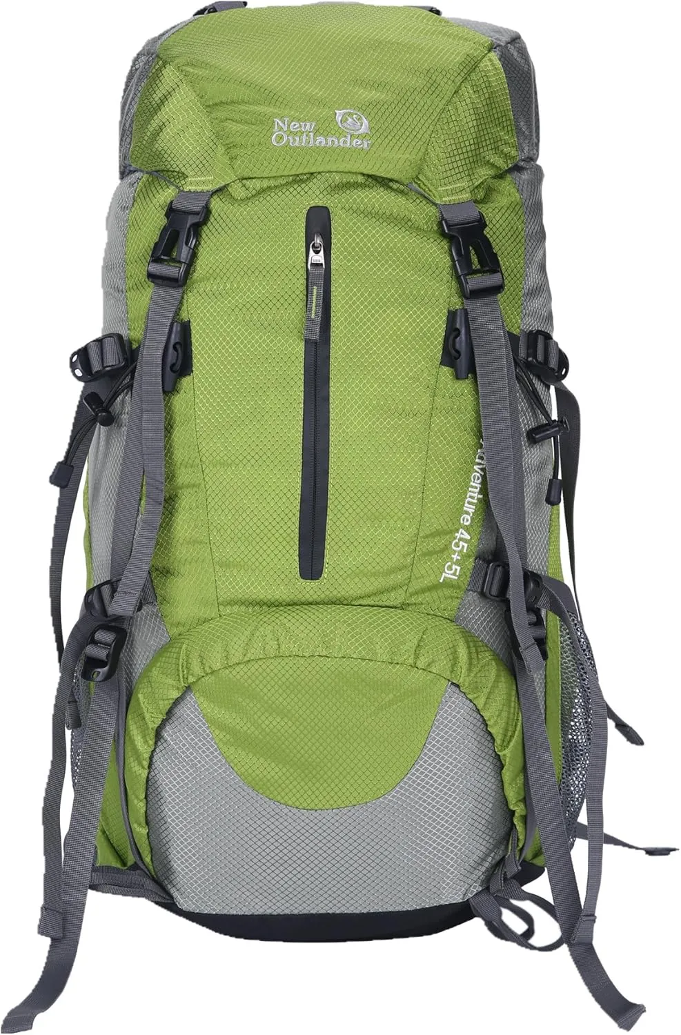 UNISTRENGH 45L 5L Hiking Backpack Nylon Water-resistant Internal Frame Trekking Bag with Rain Cover for Outdoor Sports Climbing Camping Travel Mountaineering (Light Green)