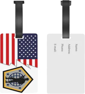 United States Army Human Resources Command Shoulder Sleeve Insignia and America Luggage Tags for Suitcases Travel Tags ID Labels for Women Men Travel Bag Luggage Accessories