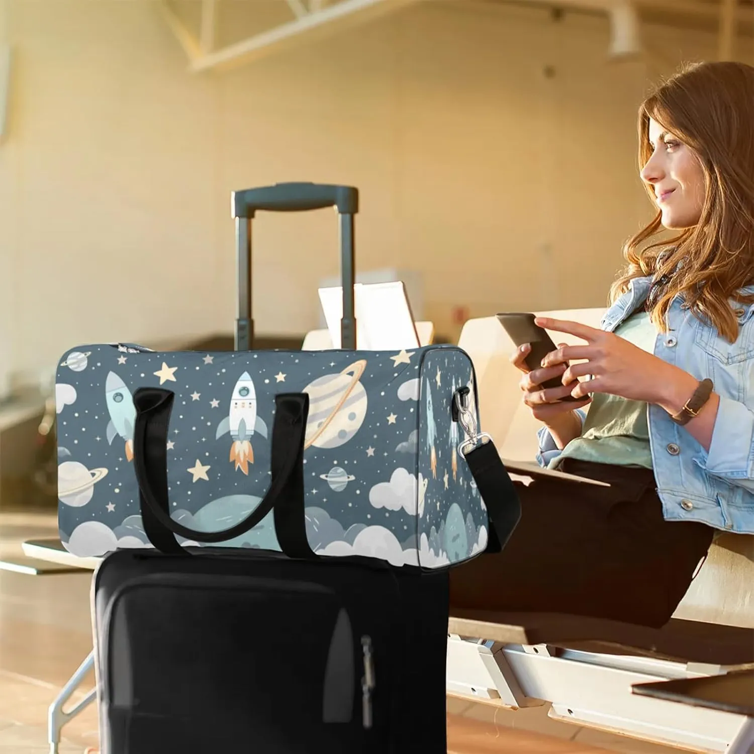 Universe Galaxy Space Travel Bag for Men Women, Gym Duffle Bags for Travel, Carry On Luggage Bag, Weekender Overnight Workout Bags
