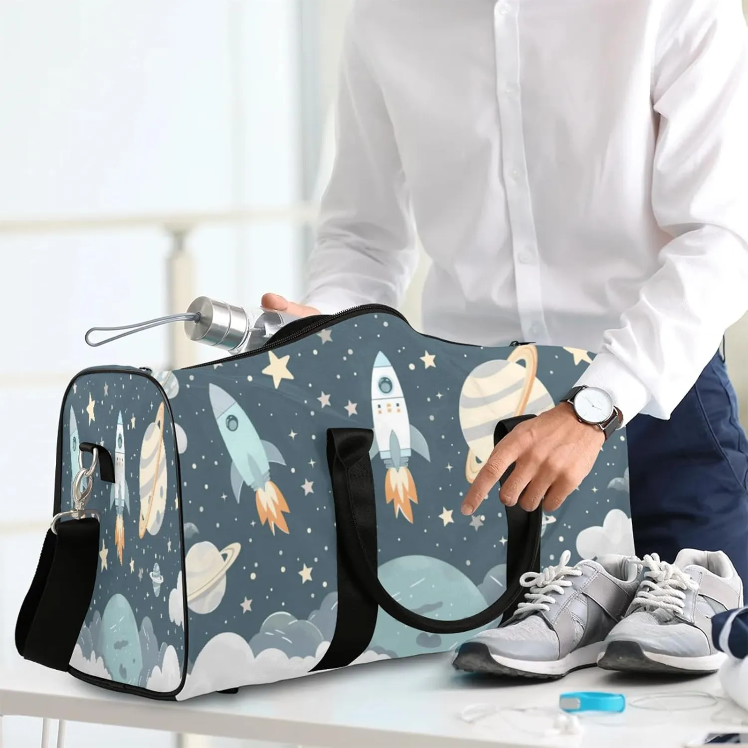 Universe Galaxy Space Travel Bag for Men Women, Gym Duffle Bags for Travel, Carry On Luggage Bag, Weekender Overnight Workout Bags