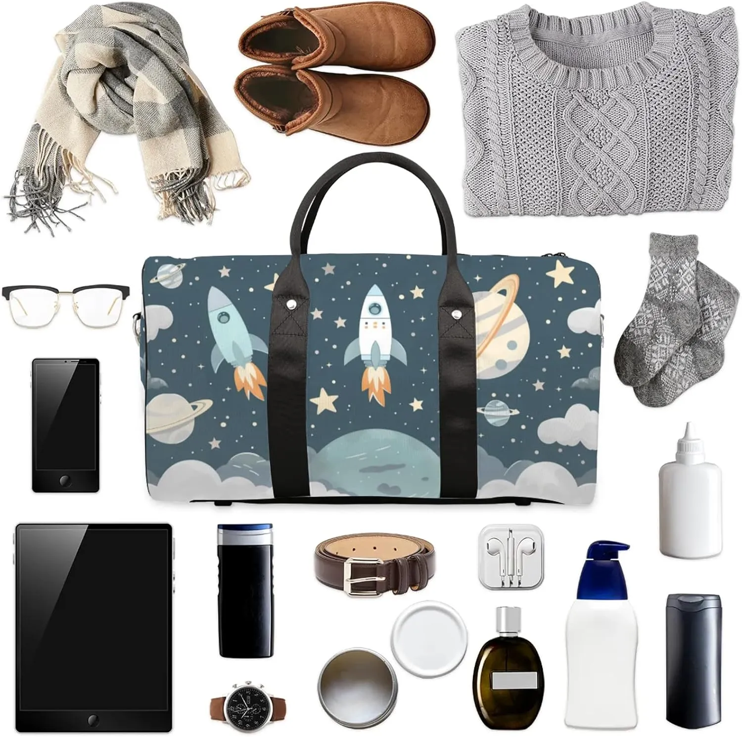 Universe Galaxy Space Travel Bag for Men Women, Gym Duffle Bags for Travel, Carry On Luggage Bag, Weekender Overnight Workout Bags