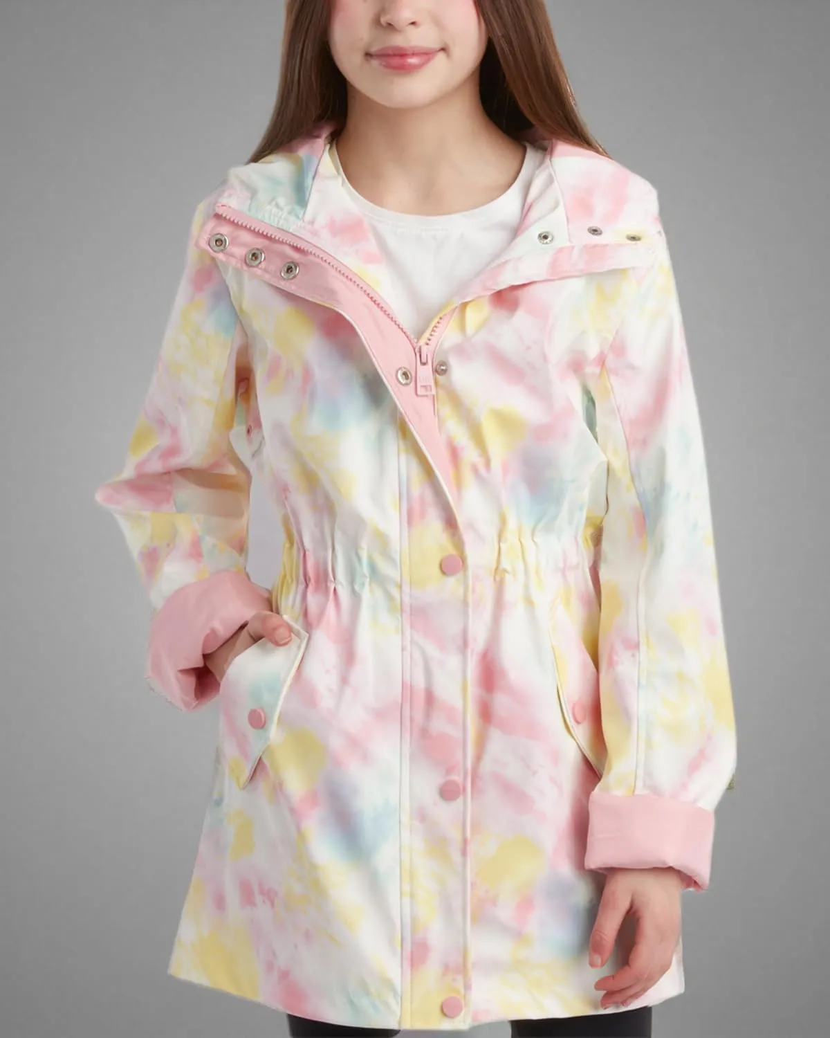 URBAN REPUBLIC Girls Rain Jacket - Waterproof Slicker Shell Anorak Jacket Lightweight Kids Rain Coat with Pockets (7-16)
