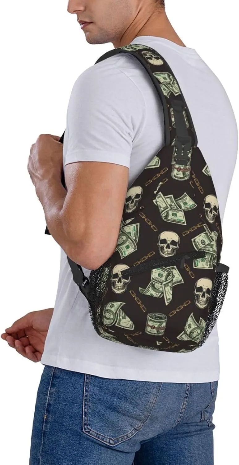 Us Bill Dollars Money Sling Backpack Chest Bag Crossbody Shoulder Bag Gym Cycling Travel Hiking Daypack For Men Women
