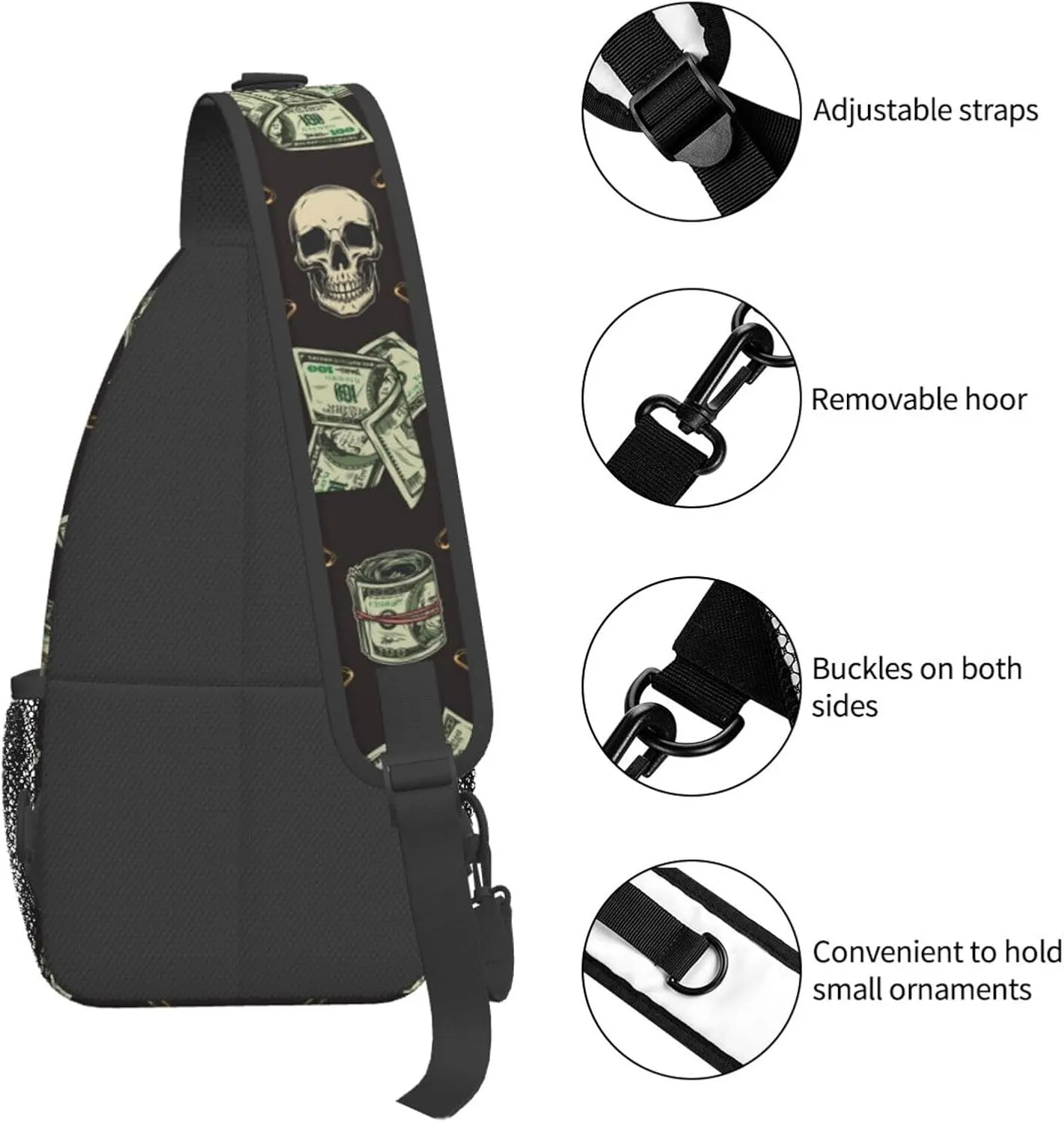 Us Bill Dollars Money Sling Backpack Chest Bag Crossbody Shoulder Bag Gym Cycling Travel Hiking Daypack For Men Women