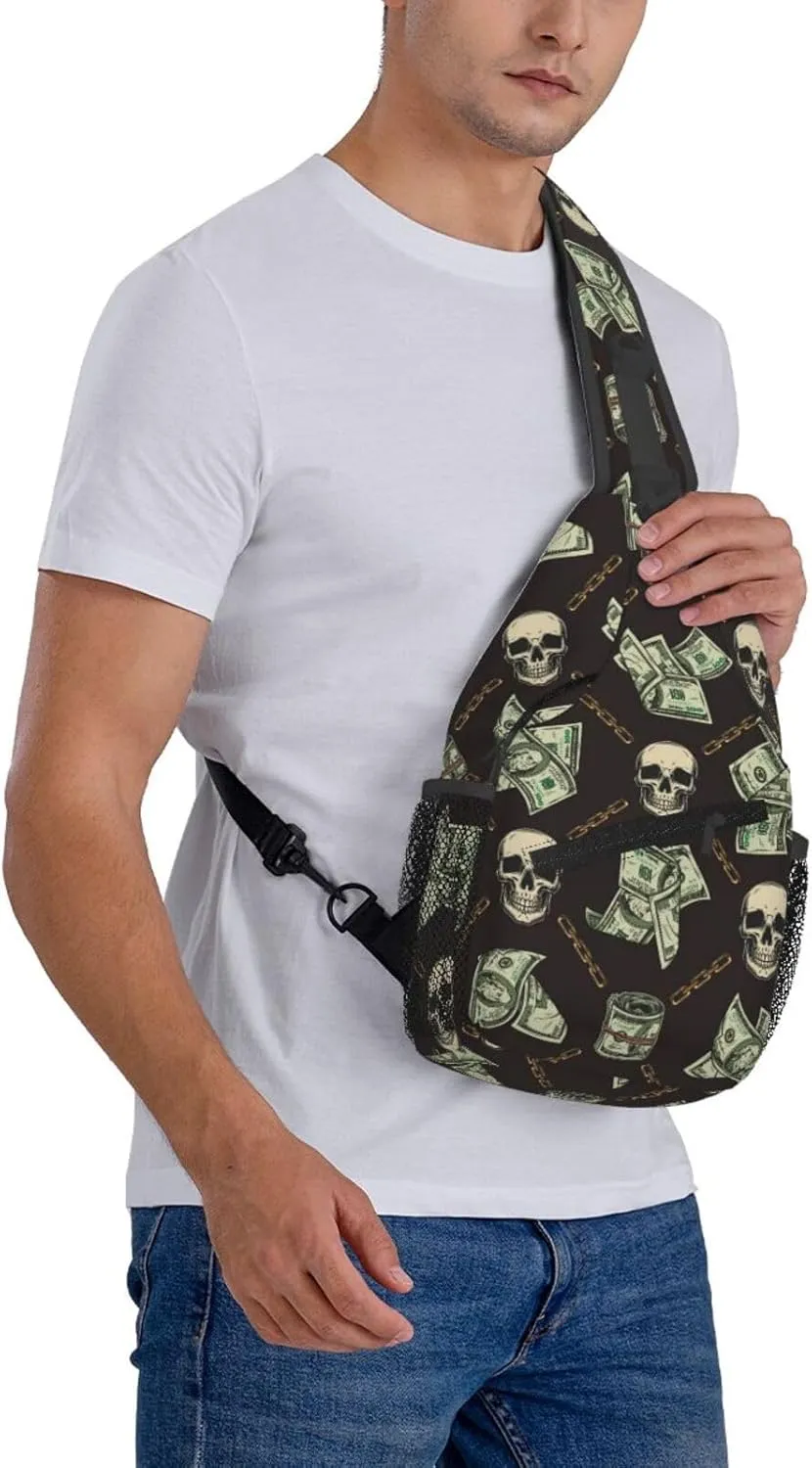 Us Bill Dollars Money Sling Backpack Chest Bag Crossbody Shoulder Bag Gym Cycling Travel Hiking Daypack For Men Women