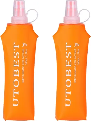 UTOBEST Running Vest 5L Black Vest Only with Soft Flask 2 Pack 500ml