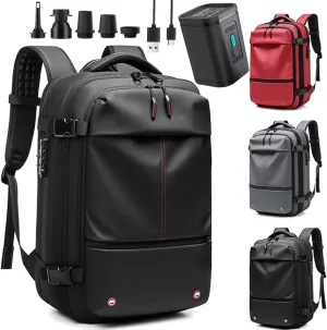 Vacpack Backpack,Vacuum Backpack,60l Expandable Vac pack Travel Backpack,Water Resistant,Anti Theft Vacpack Travel Vacuum Backpack (Black Electric Vacuum)