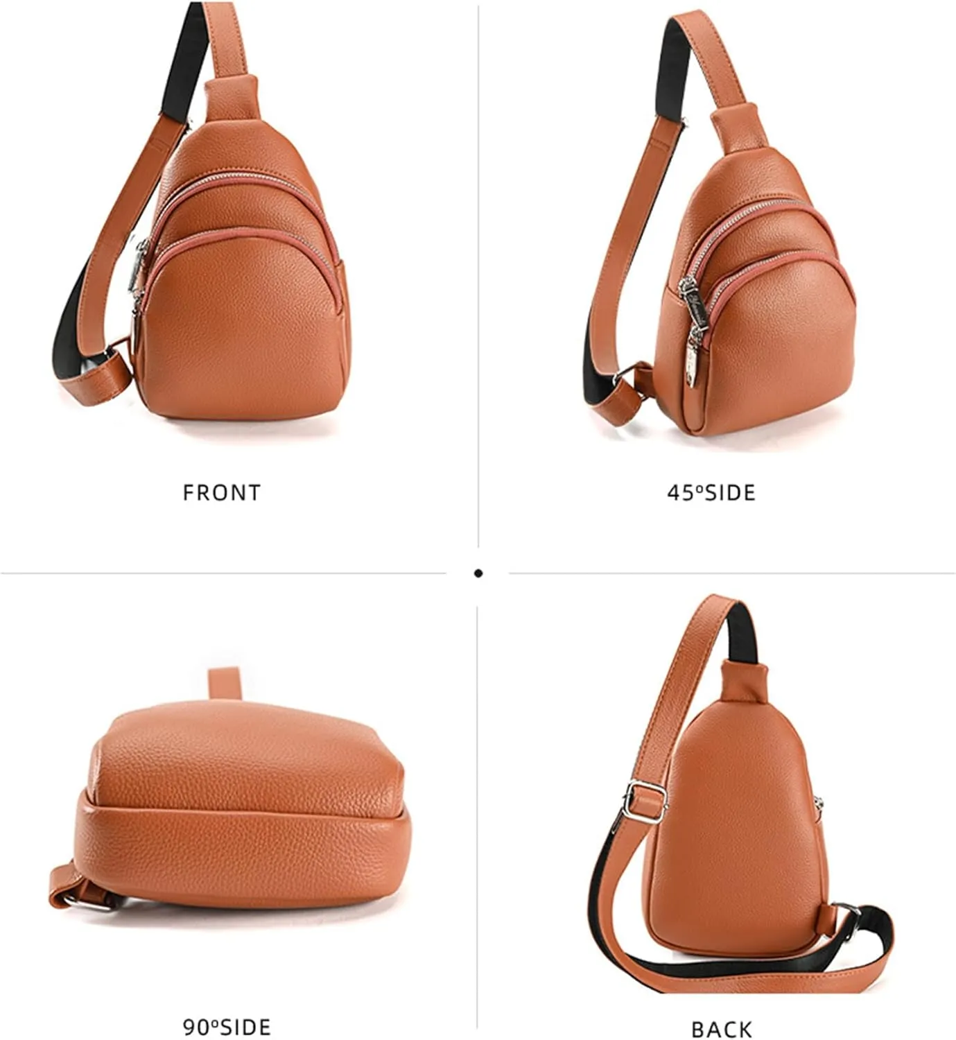 Vegan Leather Multi-Use Sling Bag - Trendy Crossbody for Women,Fanny Pack with Adjustable Strap for Men & Women (Black)