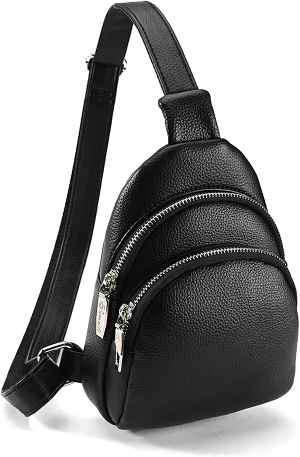 Vegan Leather Multi-Use Sling Bag - Trendy Crossbody for Women,Fanny Pack with Adjustable Strap for Men & Women (Black)