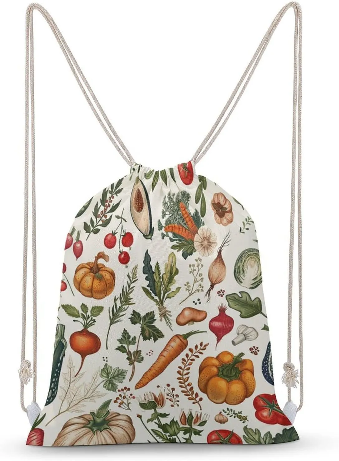 Vegetables And Herbs Drawstring Backpack for Women Men Drawstring Bag for Travel Swimming Sports Gym Bag