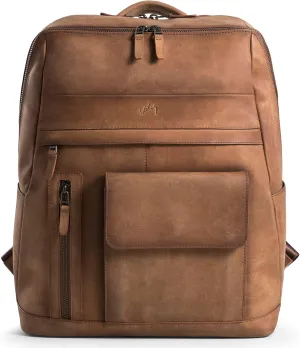 VELEZ Brown Top Grain Leather Backpack For Men and Women | 17 inch Laptop Bag Large Capacity | Casual Daypack | Shoulder Backpacks | Business Travel Computer Bags