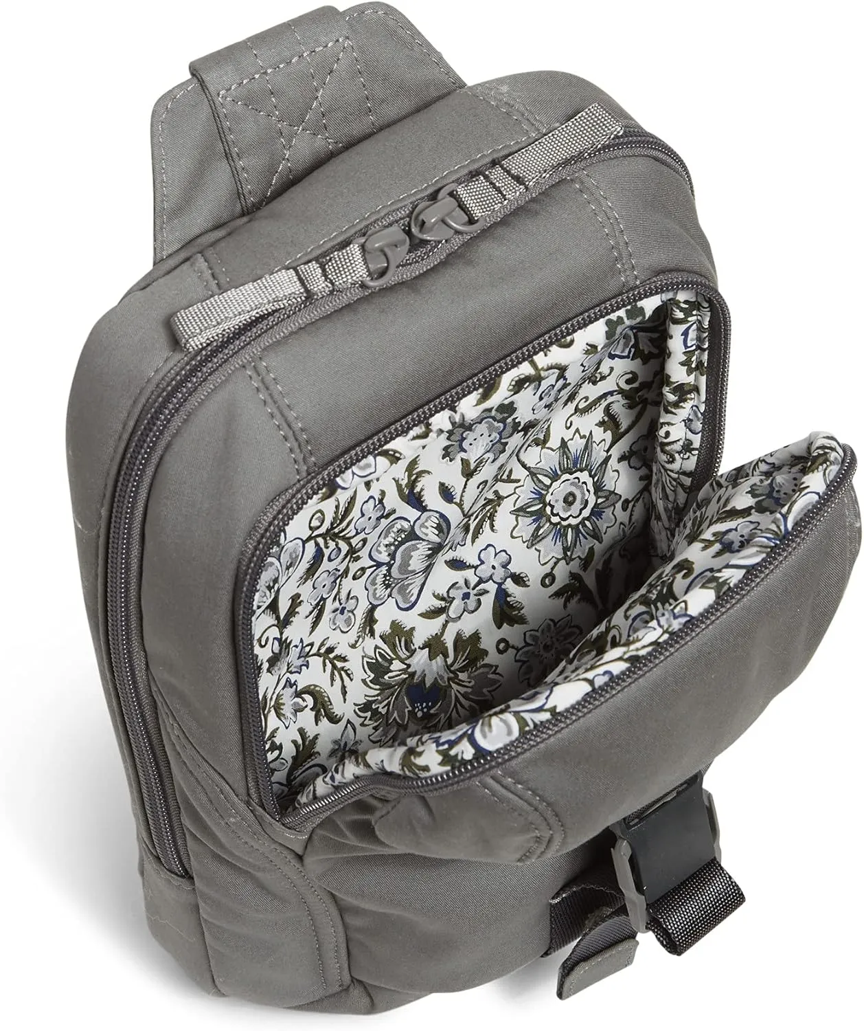 Vera Bradley Women's Cotton Utility Sling Backpack, Galaxy Gray - Recycled Cotton, One Size