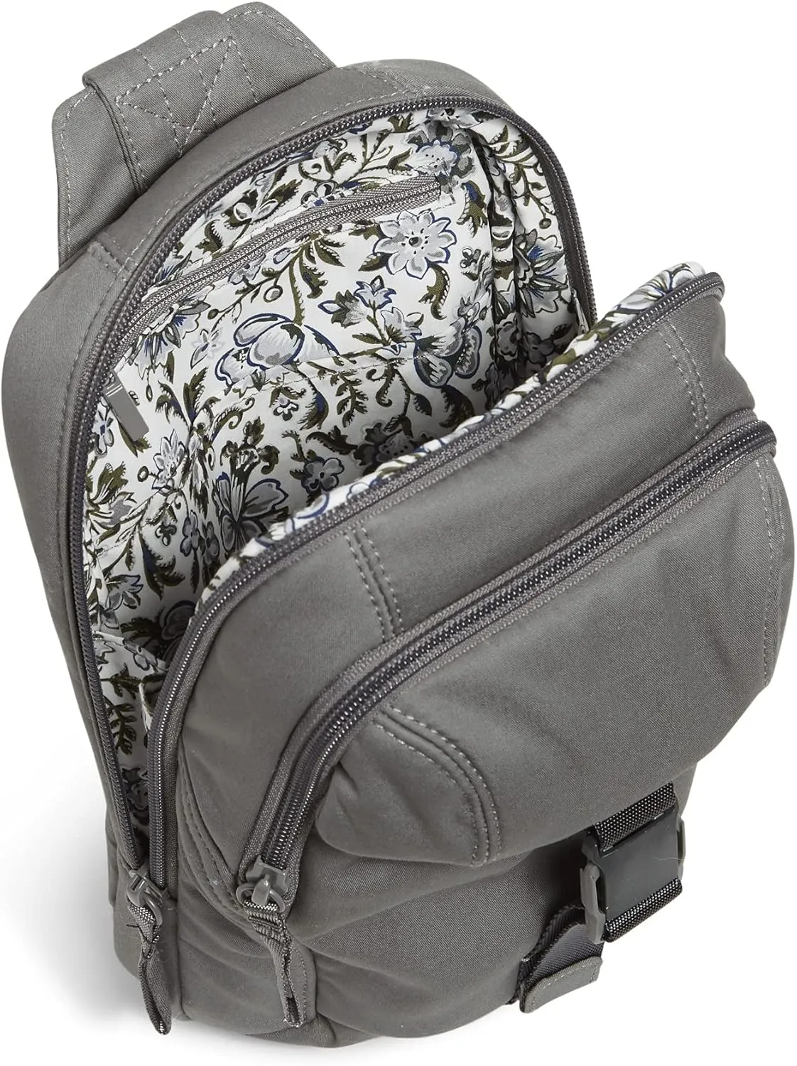Vera Bradley Women's Cotton Utility Sling Backpack, Galaxy Gray - Recycled Cotton, One Size