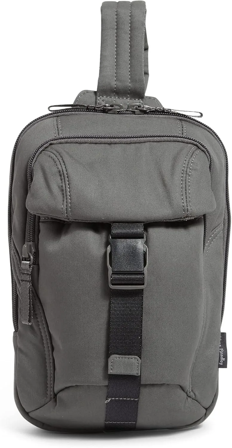 Vera Bradley Women's Cotton Utility Sling Backpack, Galaxy Gray - Recycled Cotton, One Size