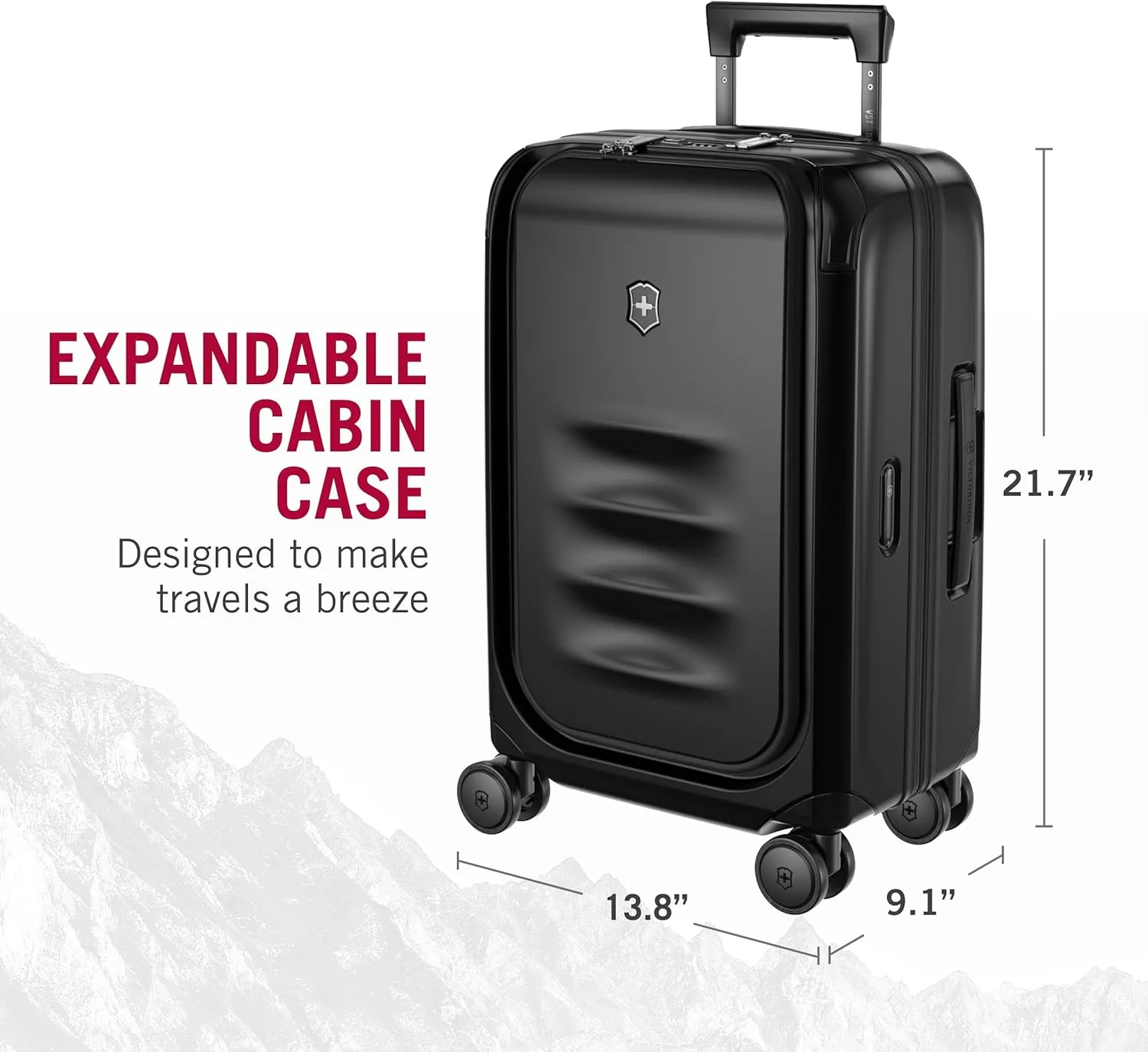 Victorinox Spectra 3.0 Frequent Flyer Carry-On - Modern Hardside Carry-On Luggage - Rolling Suitcase with Spinner Wheels - Holds Travel Accessories - 37 Liters, Black