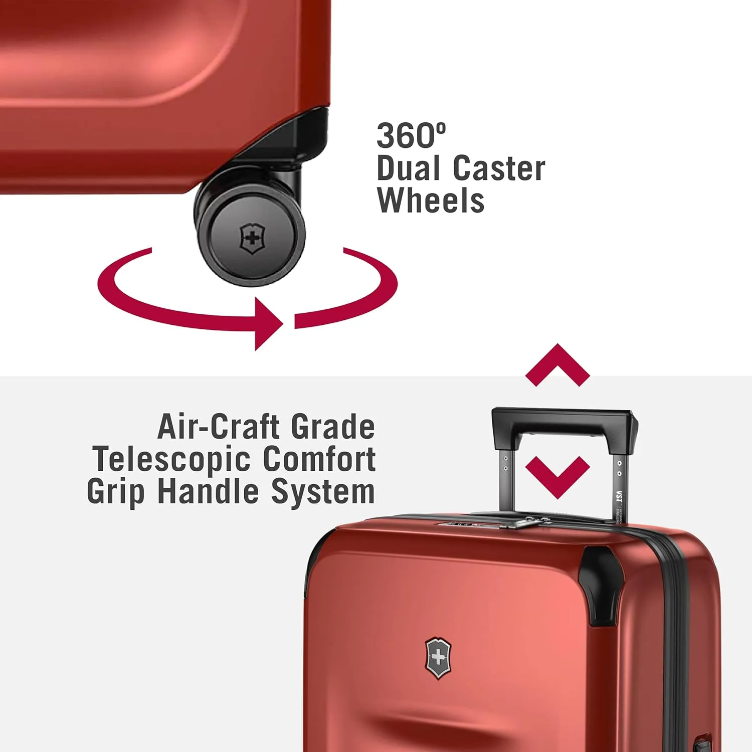 Victorinox Spectra 3.0 Frequent Flyer Plus Carry-On - Modern Hardside Carry-On Luggage - Rolling Suitcase with Spinner Wheels - Holds Travel Accessories - 45 Liters, Red
