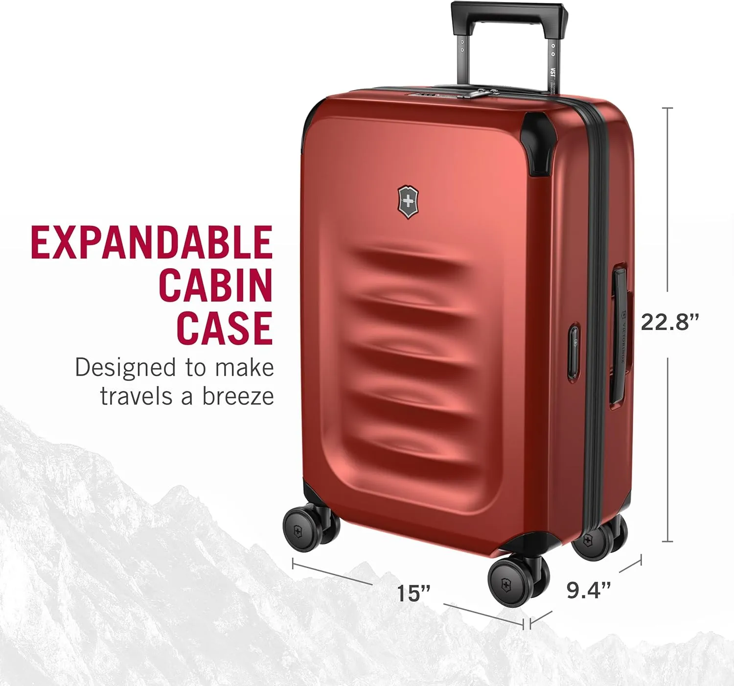 Victorinox Spectra 3.0 Frequent Flyer Plus Carry-On - Modern Hardside Carry-On Luggage - Rolling Suitcase with Spinner Wheels - Holds Travel Accessories - 45 Liters, Red