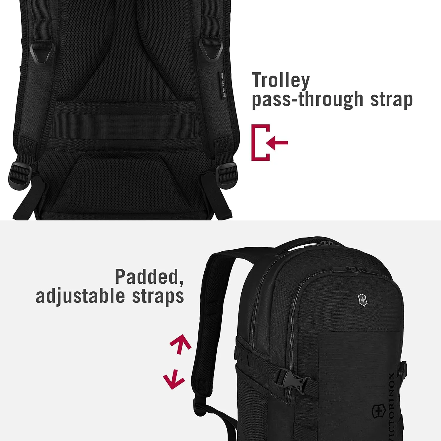 Victorinox VX Sport EVO Compact Backpack - Modern Backpack to Carry Travel Accessories - Includes Airflow Channels & Adjustable Straps - 20 Liters, Black