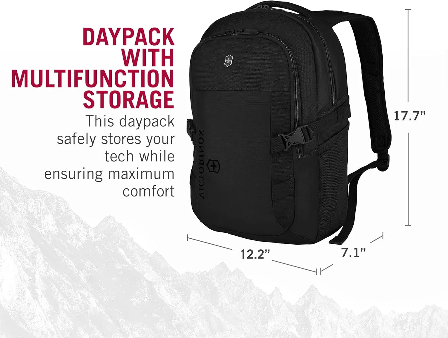 Victorinox VX Sport EVO Compact Backpack - Modern Backpack to Carry Travel Accessories - Includes Airflow Channels & Adjustable Straps - 20 Liters, Black