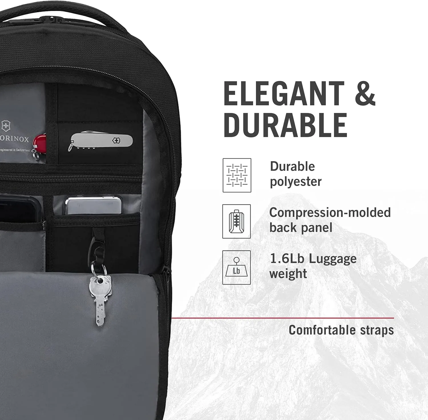 Victorinox VX Sport EVO Compact Backpack - Modern Backpack to Carry Travel Accessories - Includes Airflow Channels & Adjustable Straps - 20 Liters, Black