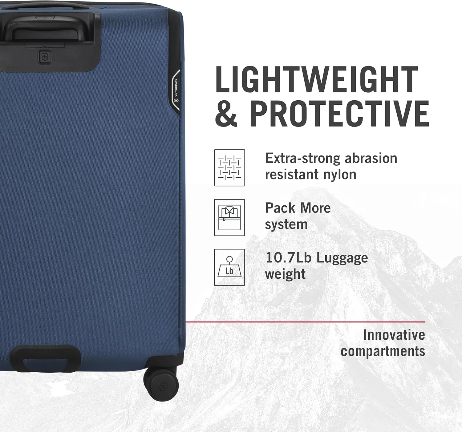 Victorinox Werks Traveler 6.0 Softside Large Case - Travel Luggage with Spinner Wheels - Suitcase with Combination Lock & Laptop Compartment - 104 Liters, Blue