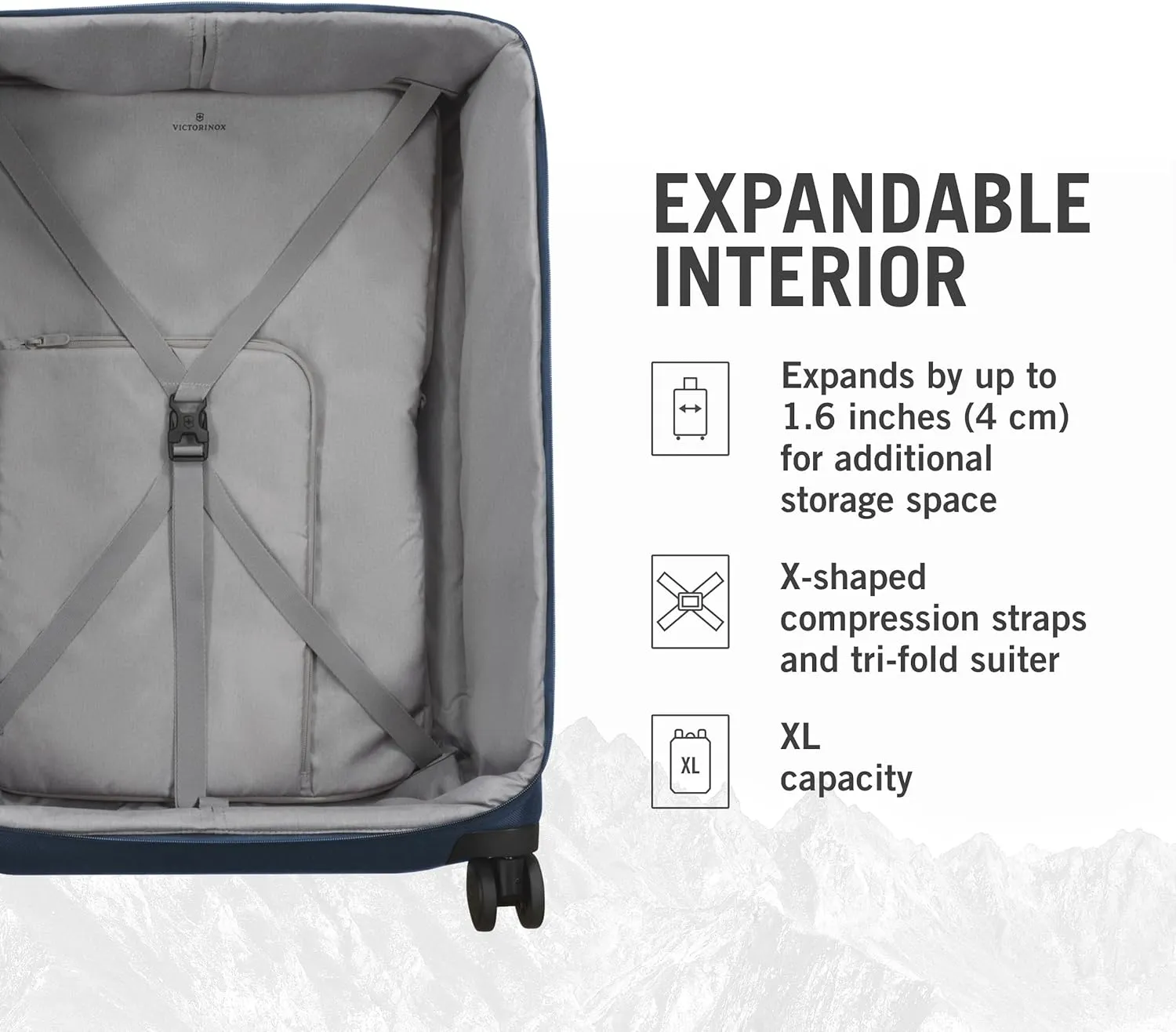 Victorinox Werks Traveler 6.0 Softside Large Case - Travel Luggage with Spinner Wheels - Suitcase with Combination Lock & Laptop Compartment - 104 Liters, Blue