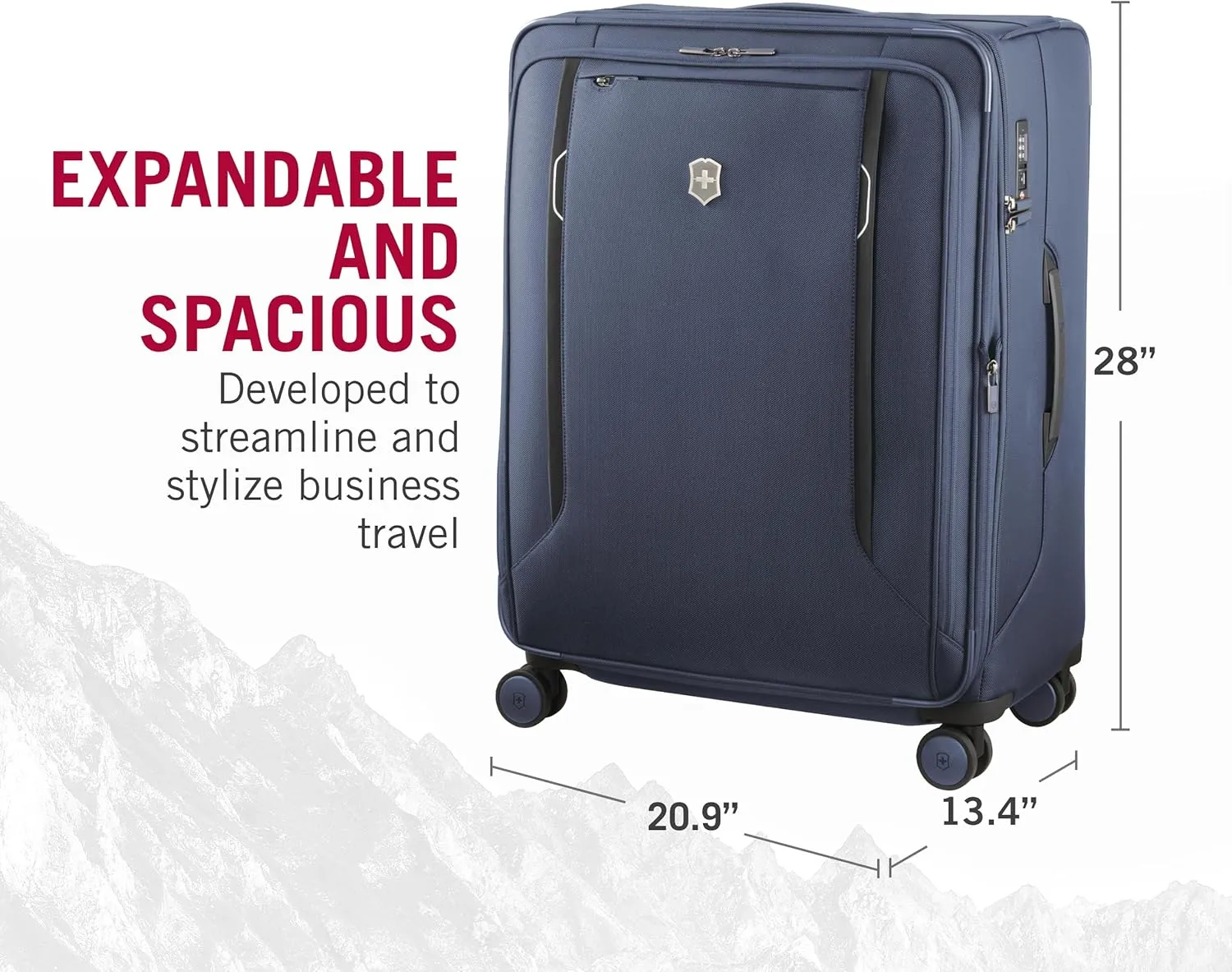 Victorinox Werks Traveler 6.0 Softside Large Case - Travel Luggage with Spinner Wheels - Suitcase with Combination Lock & Laptop Compartment - 104 Liters, Blue